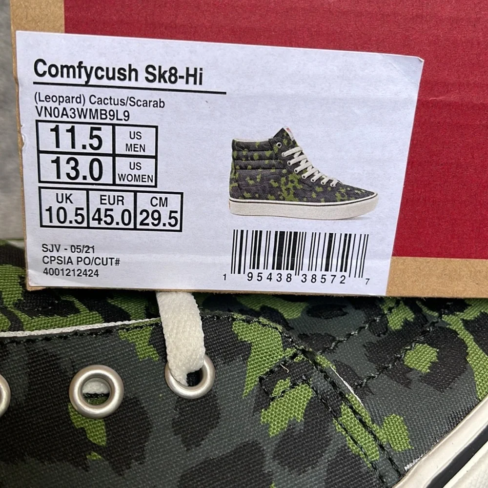 Vans Comfycush Sk8-Hi Leopard Cactus / Scarab MENS - Picture 16 of 16